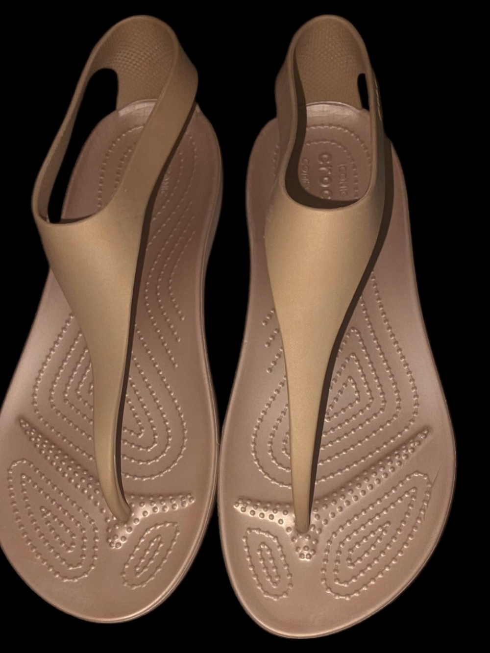 CROCS Women's Beige/Tan Slingback Thong Sandals